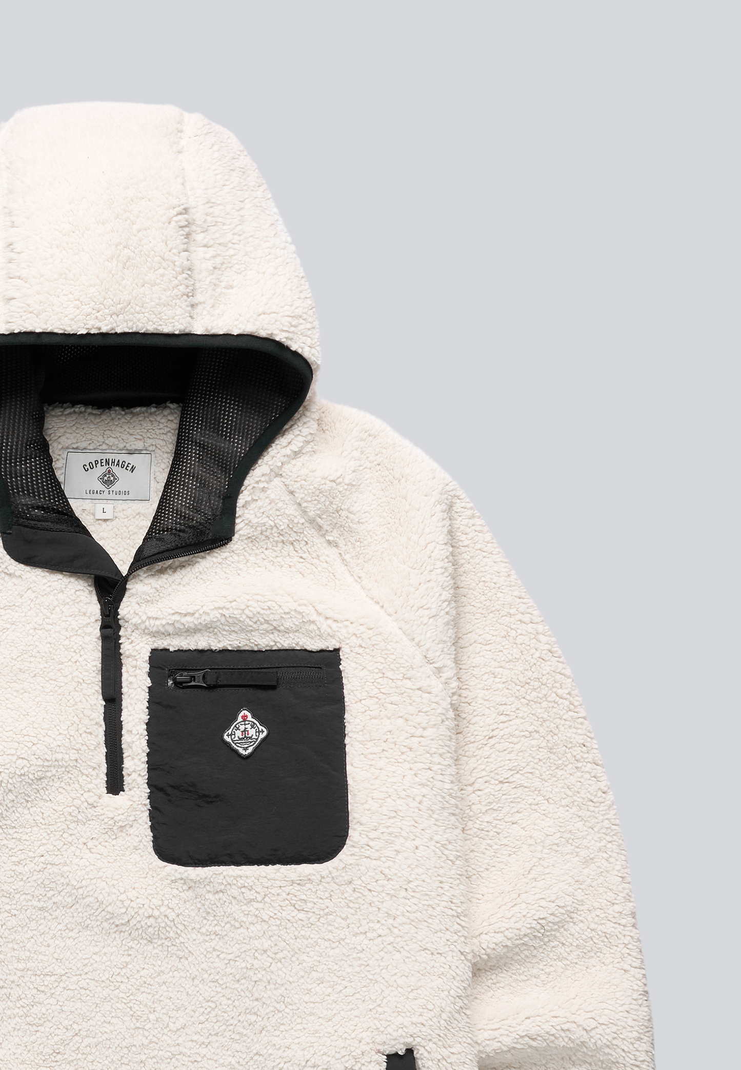 Sherpa Fleece Anorak in Off White
