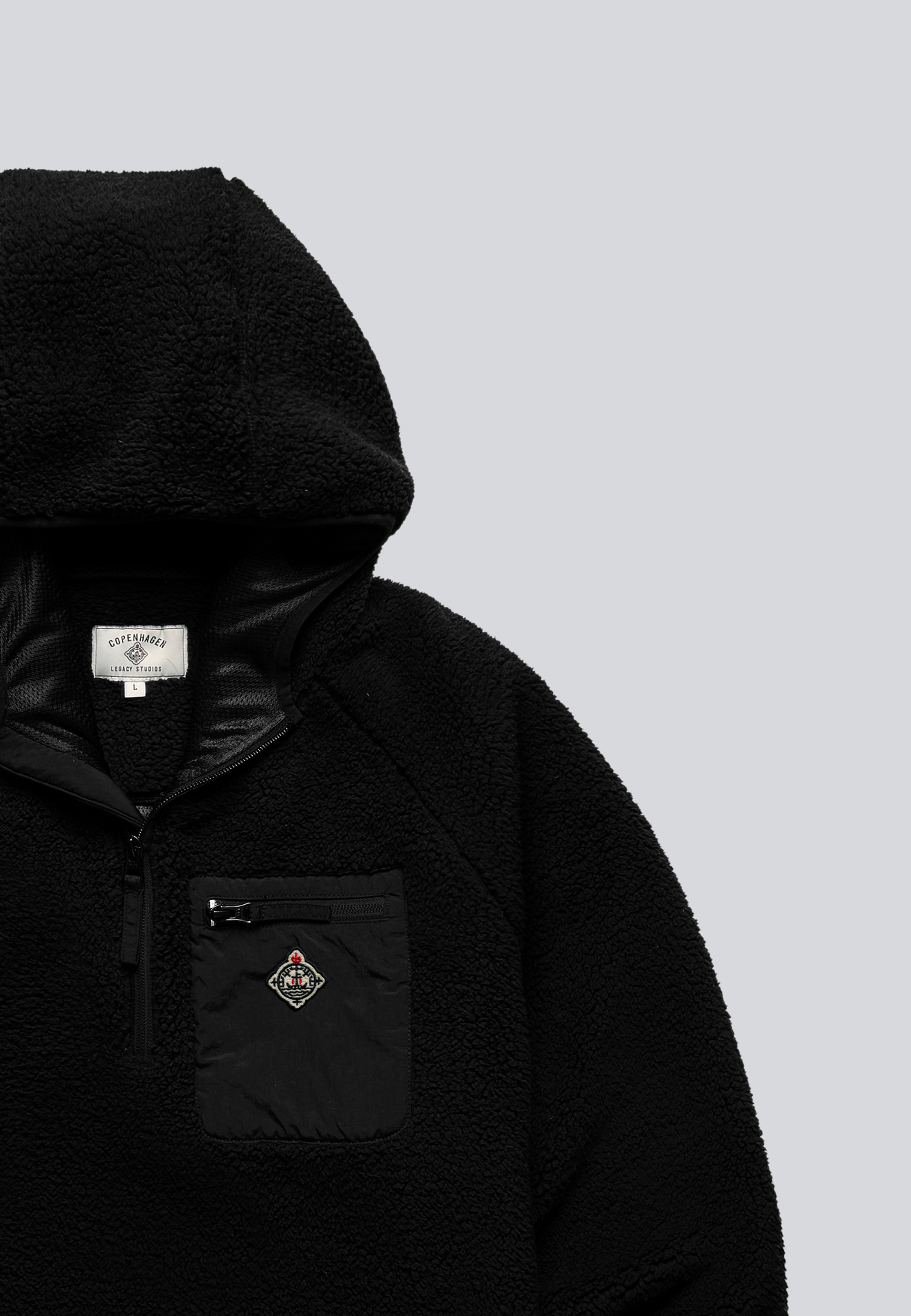 Sherpa Fleece Anorak in Black