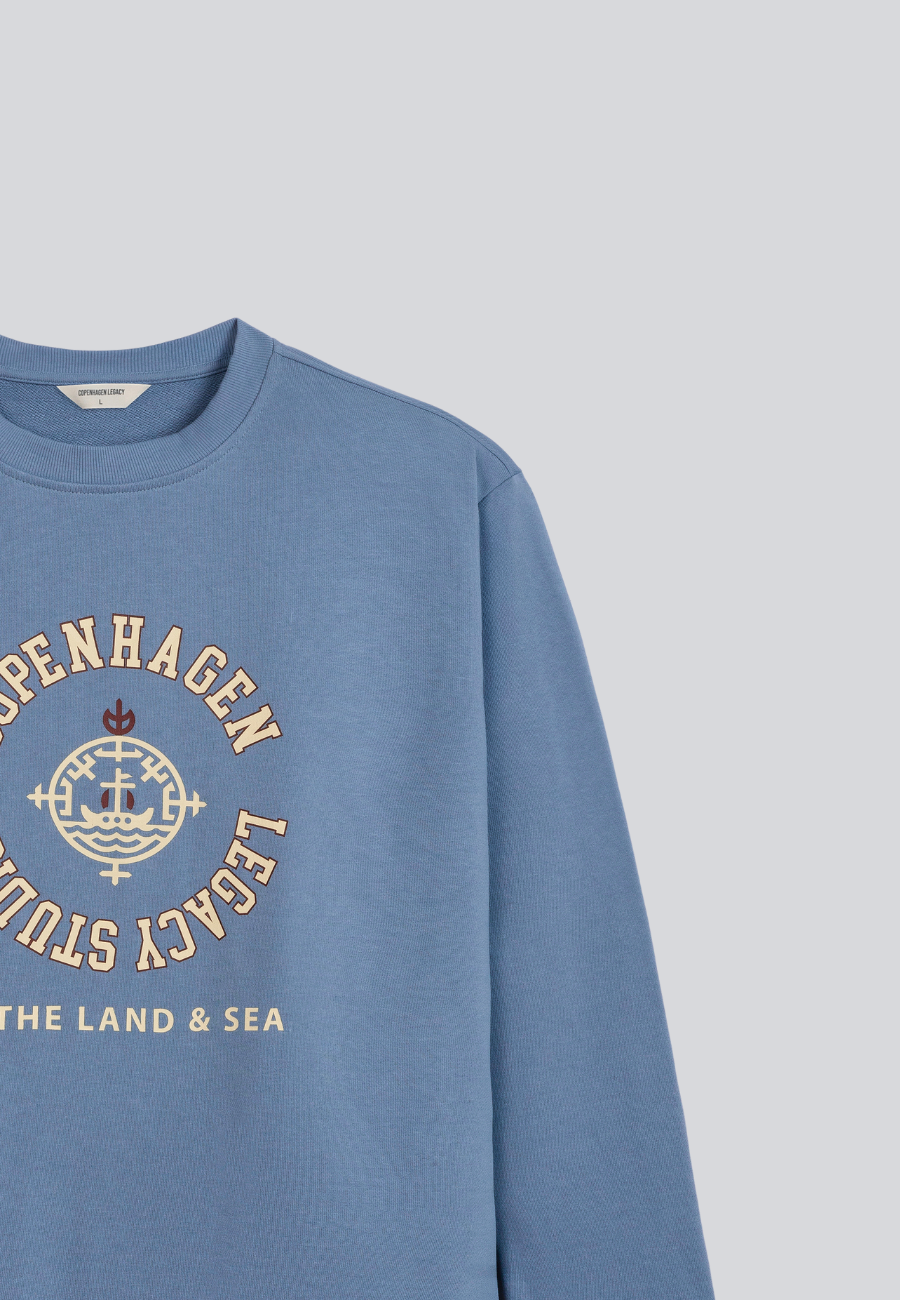 Crewneck Sweatshirt til mænd med print blå