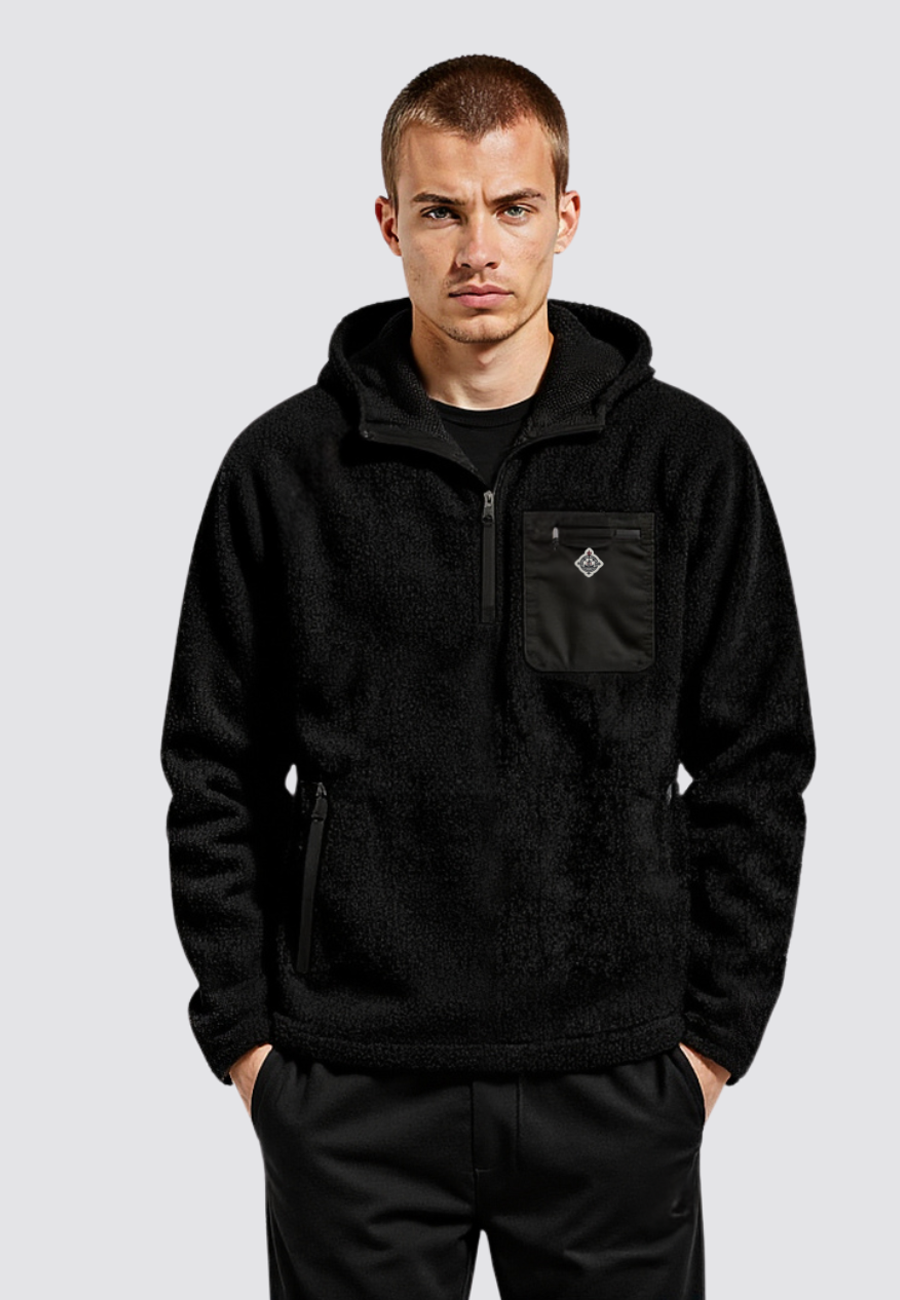 Sherpa Fleece Anorak in Black