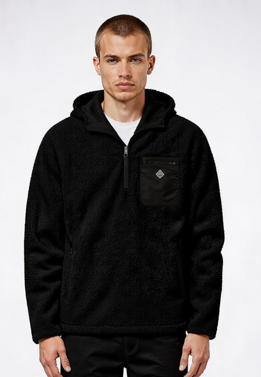 Sherpa Fleece Anorak in Black