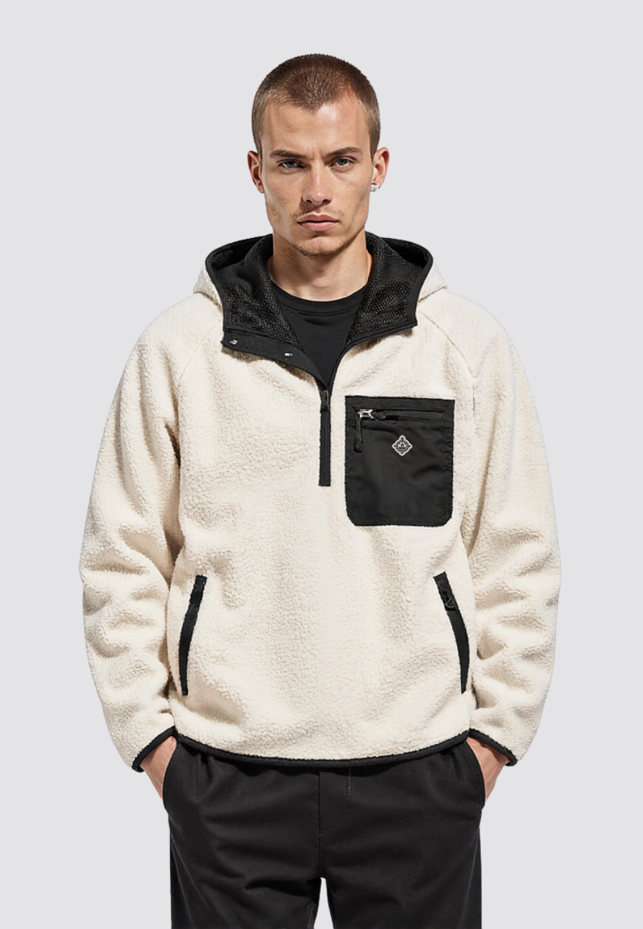 Sherpa Fleece Anorak in Off White