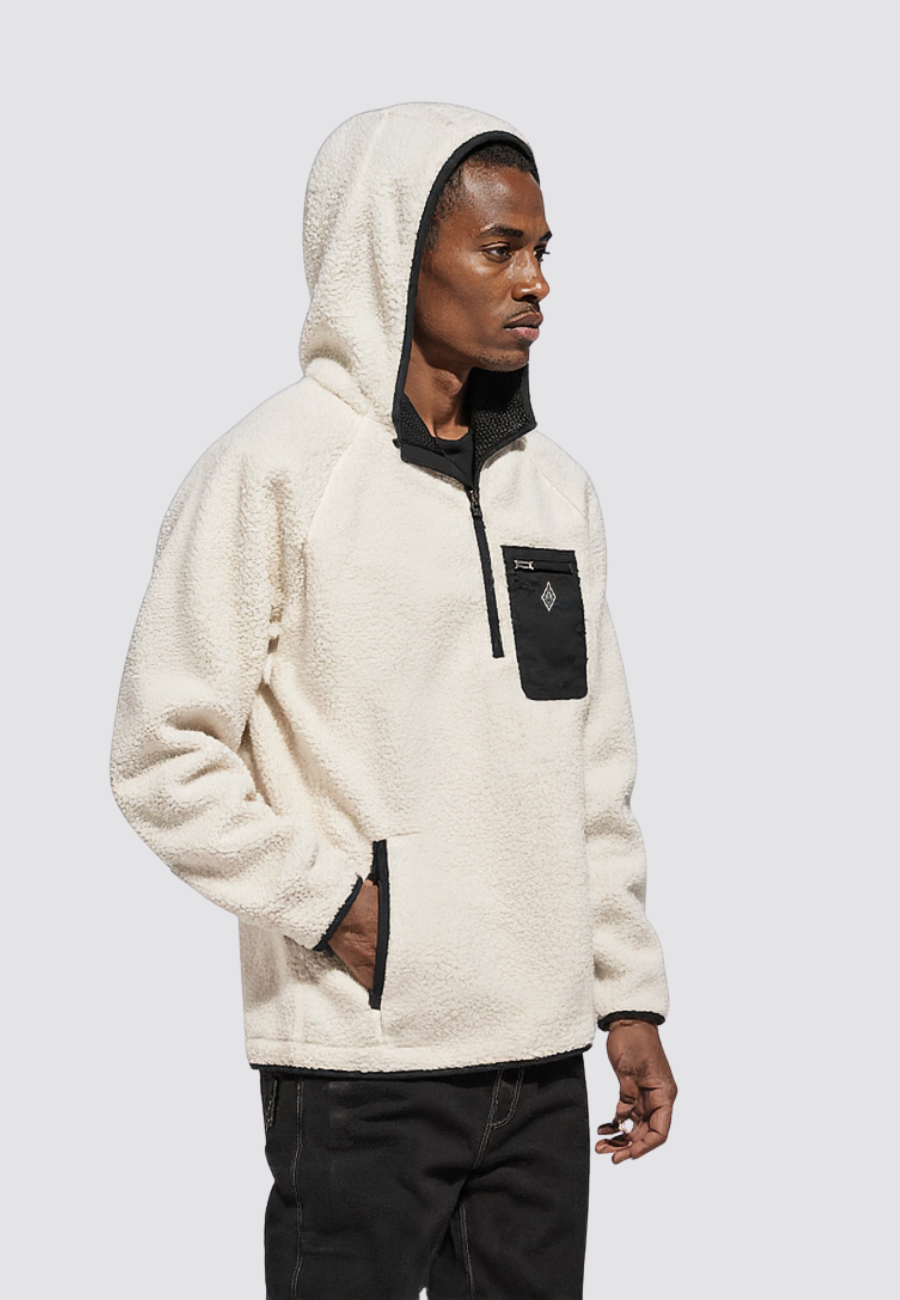 Sherpa Fleece Anorak in Off White
