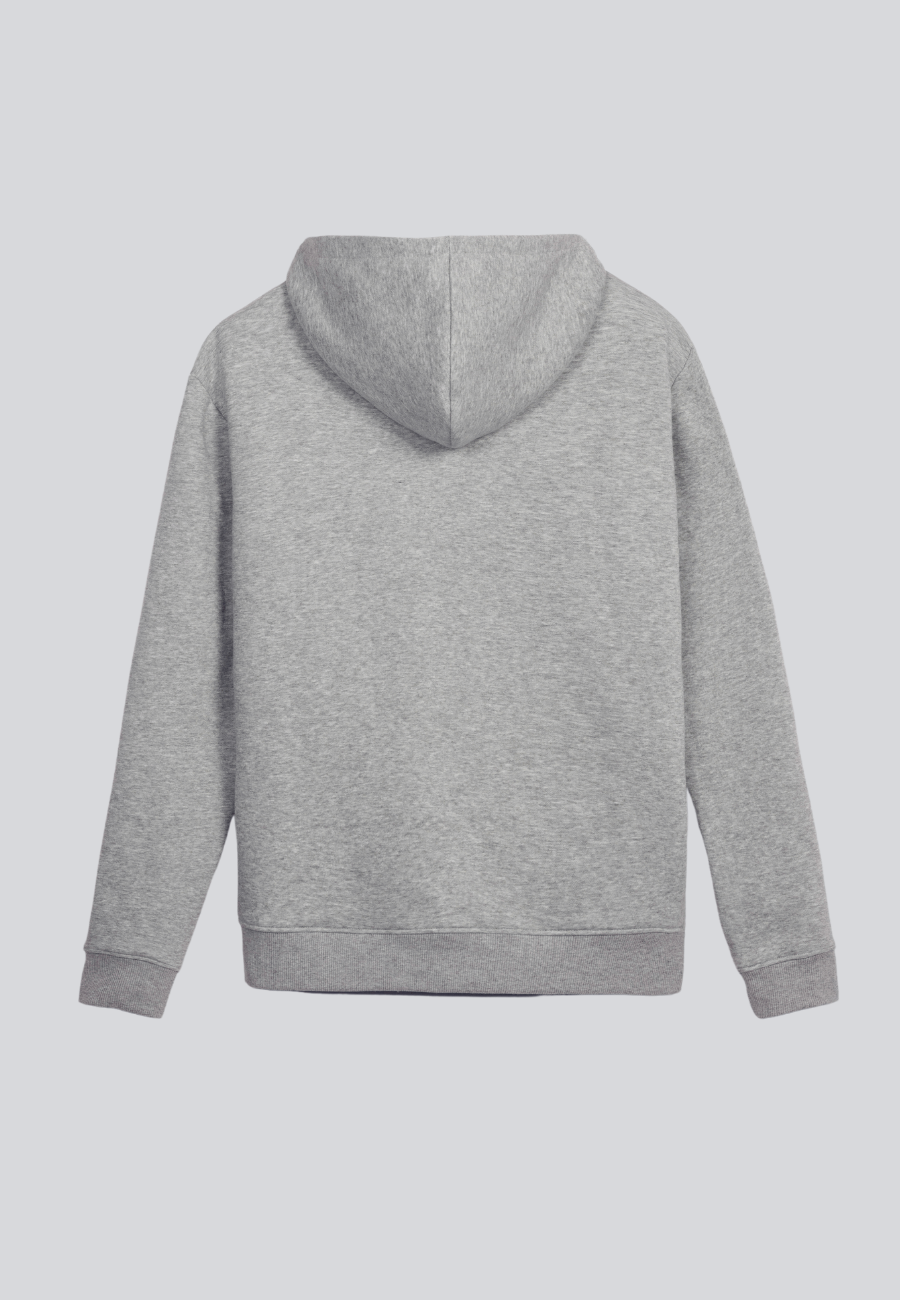 Hoodie Sweatshirt Grey Melange With Print