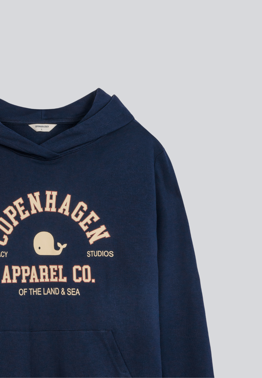 Hoodie Sweatshirt Navy With Print