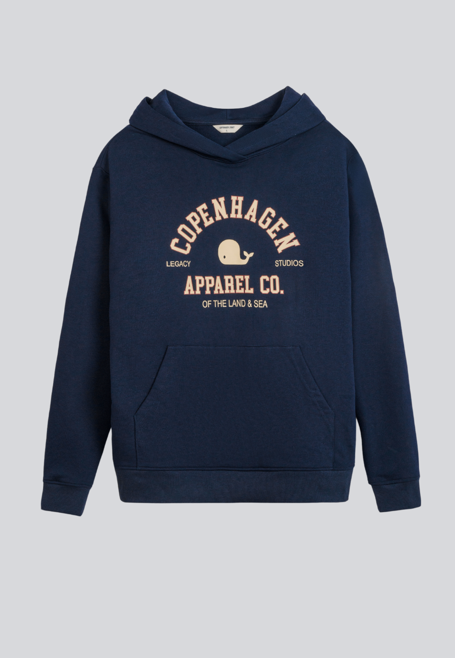 Hoodie Sweatshirt Navy With Print