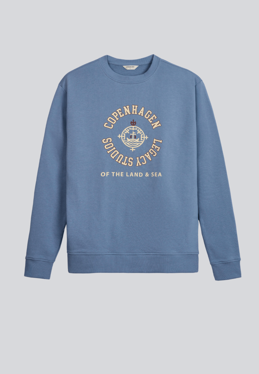 Crewneck Sweatshirt til mænd med print blå