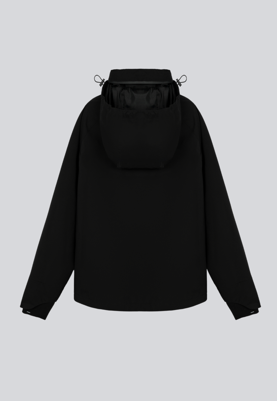 Multifunktionale Herren-Windbreaker-Jacke mit PU-Beschichtung auf der Rückseite Schwarz