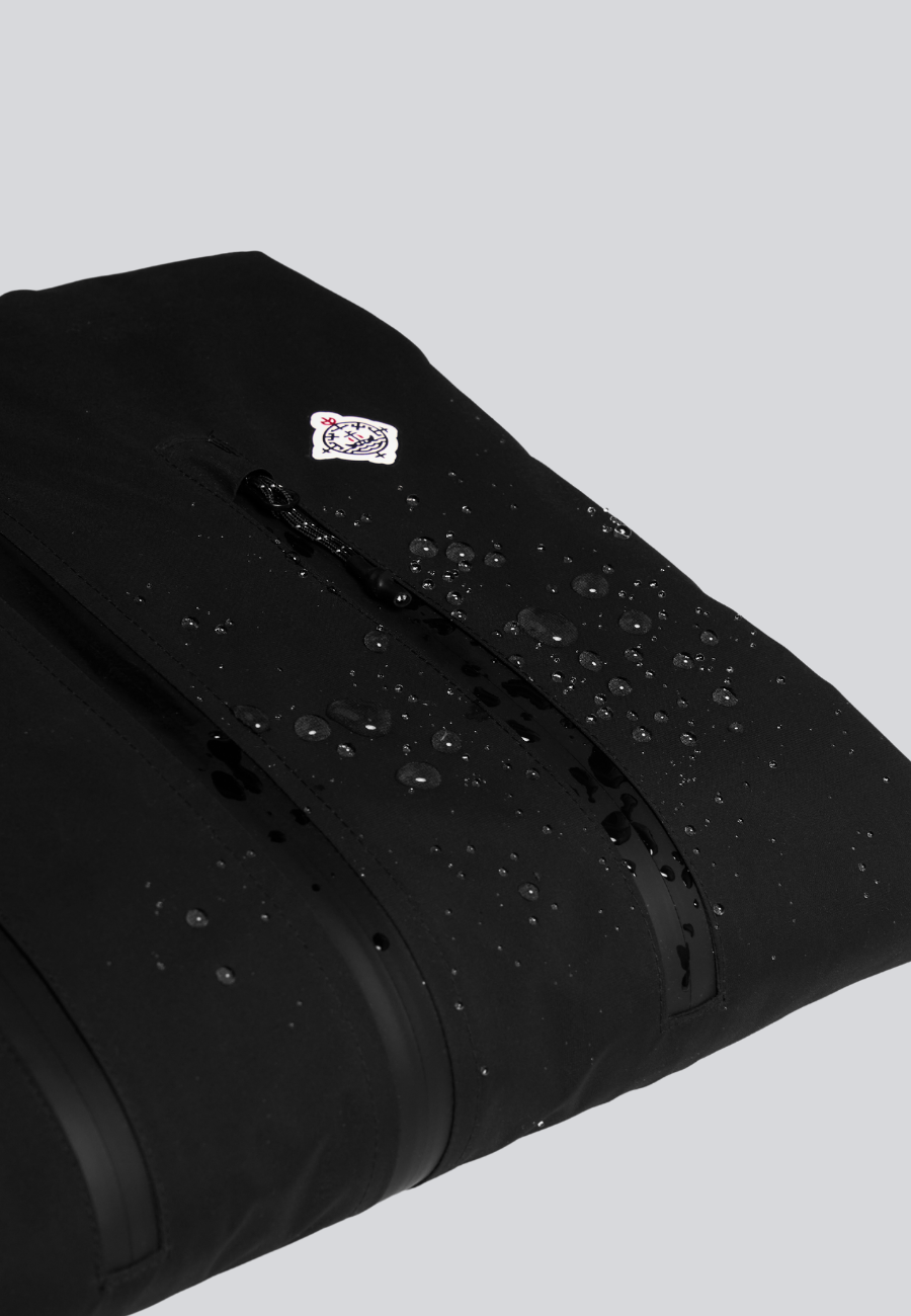 Multifunktionale Herren-Windbreaker-Jacke mit PU-Beschichtung auf der Rückseite Schwarz