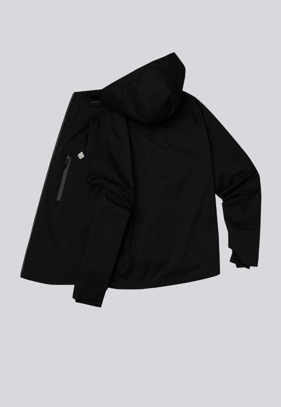 Multifunktionale Herren-Windbreaker-Jacke mit PU-Beschichtung auf der Rückseite Schwarz