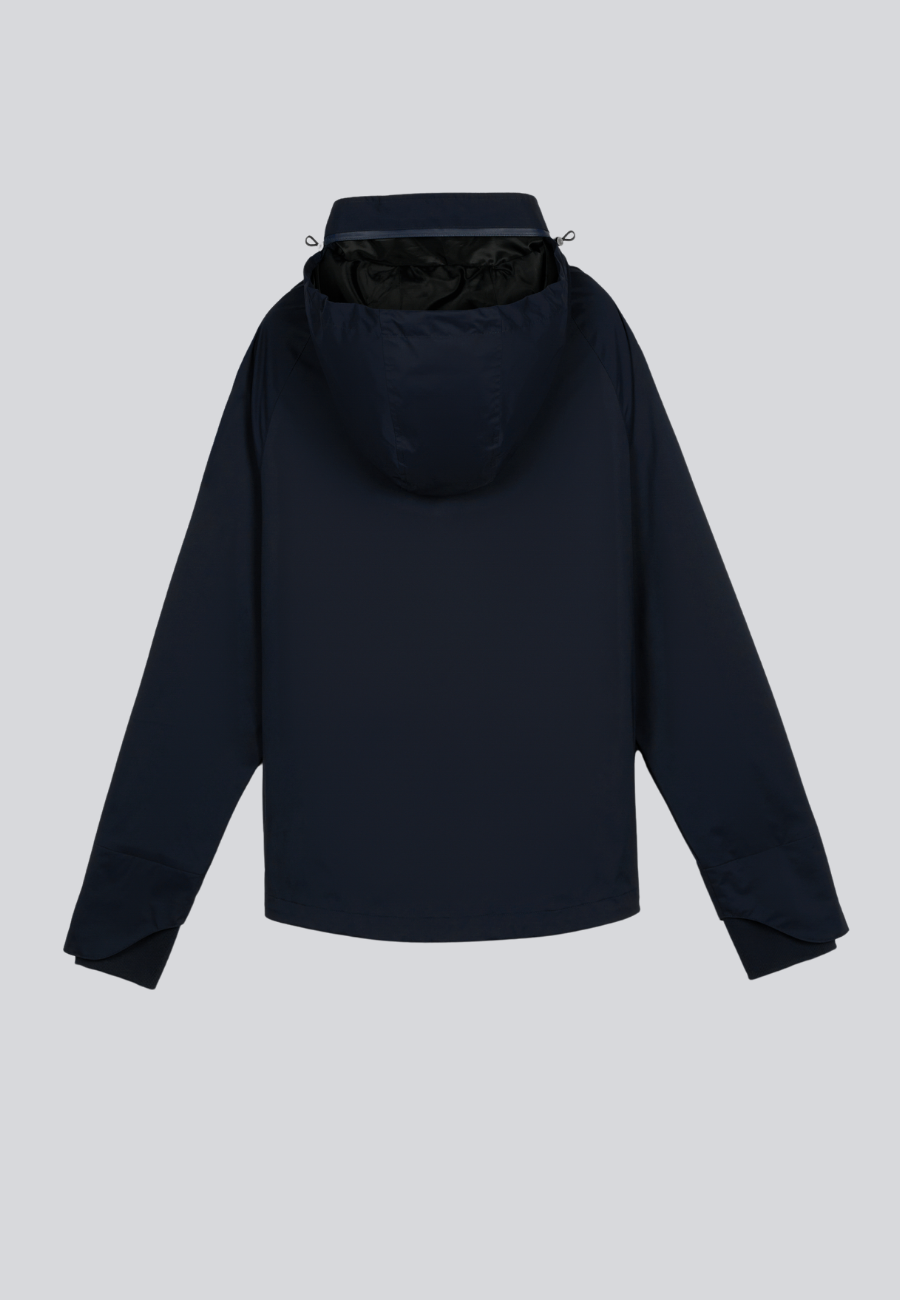Two Layered Tech Mens Windbreaker Jacket With Backside PU Coating Navy