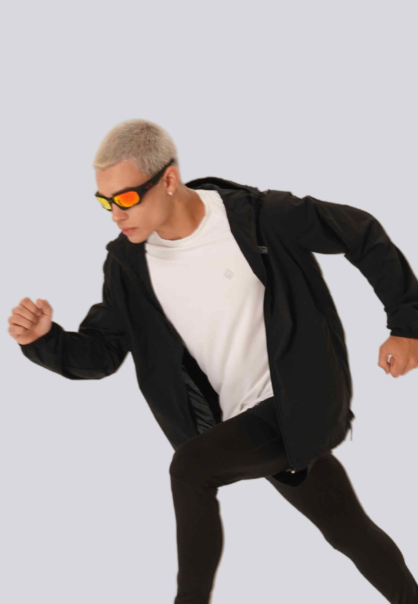 One Layer Sports Jacket in Performance Fabric in Black