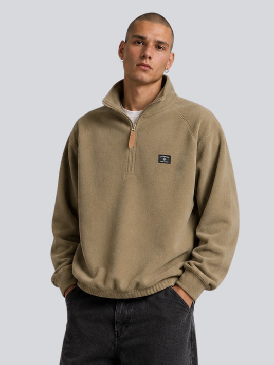 Fleece Bluse med lynlås Khaki