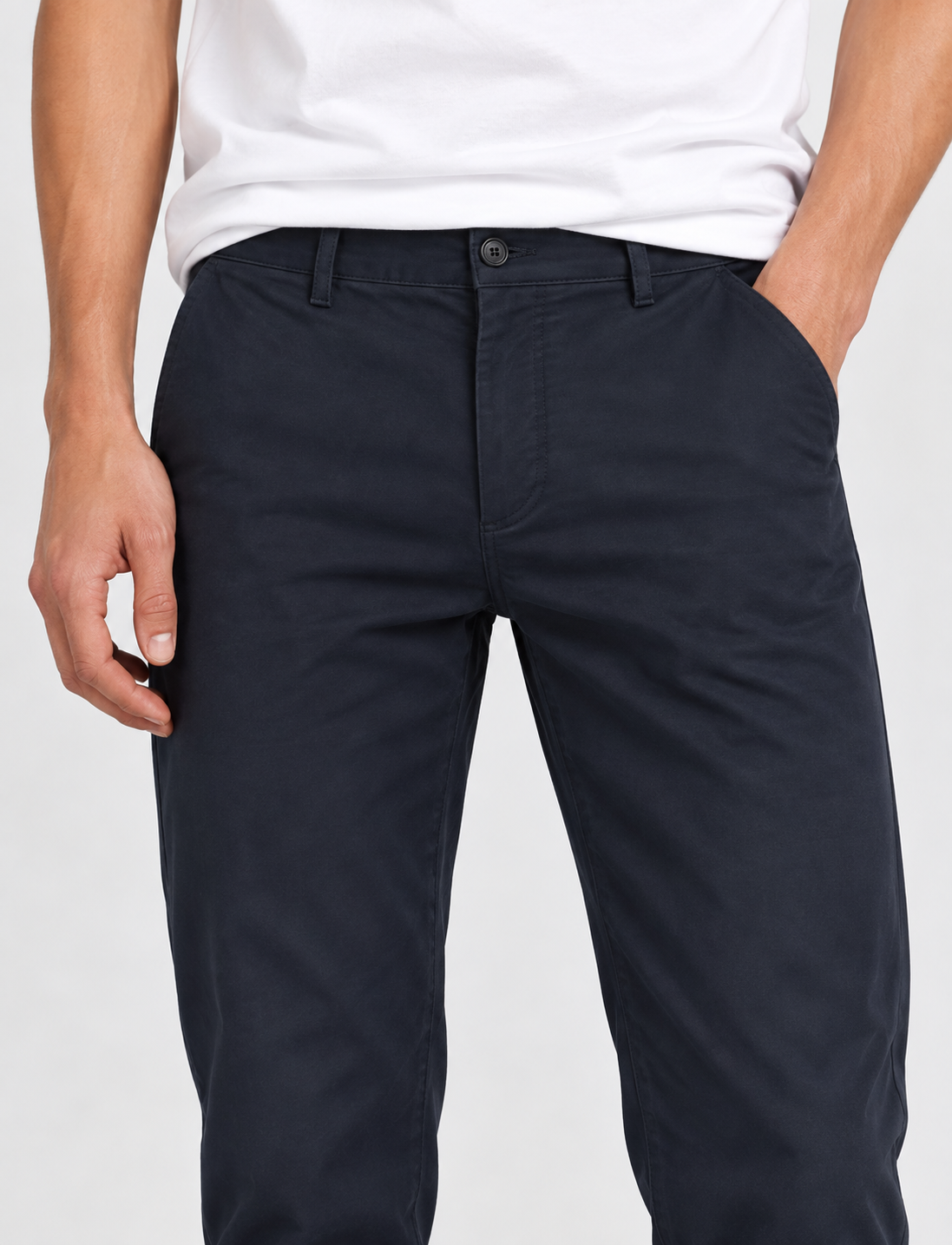 Navy Super Flex Chino Pants – detail