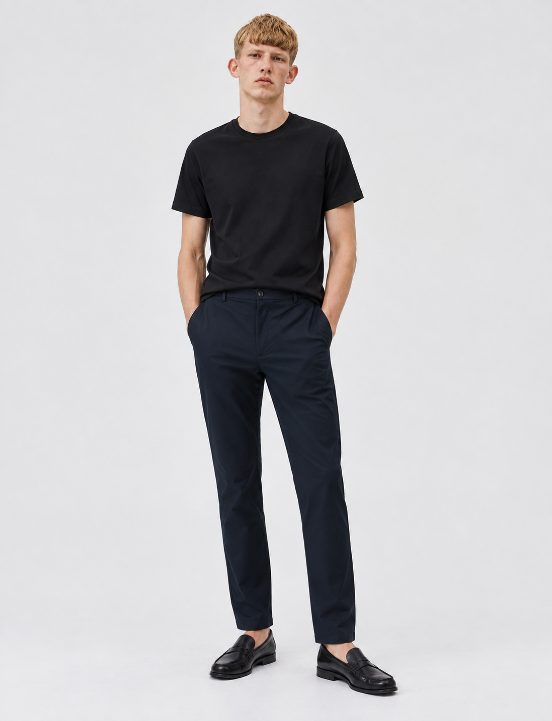 Black Super Flex Chino Pants – front