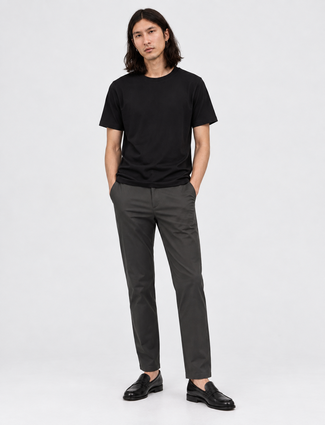 Grey Super Flex Chino Pants – front