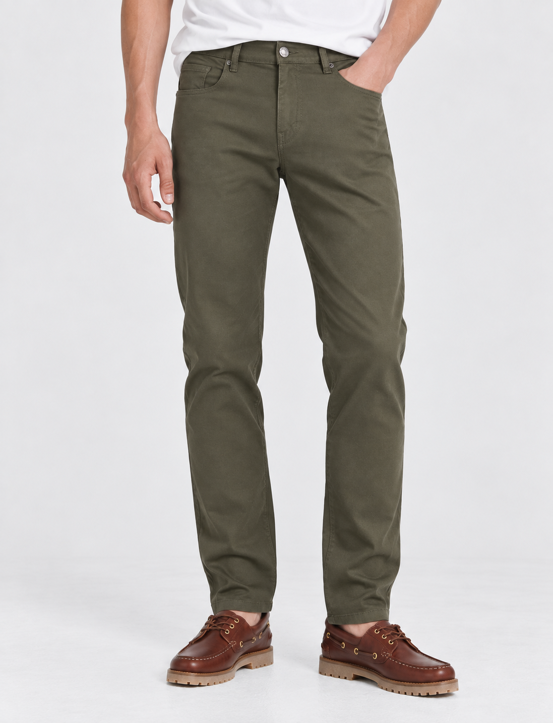 Olive Tapered Jeans – detail