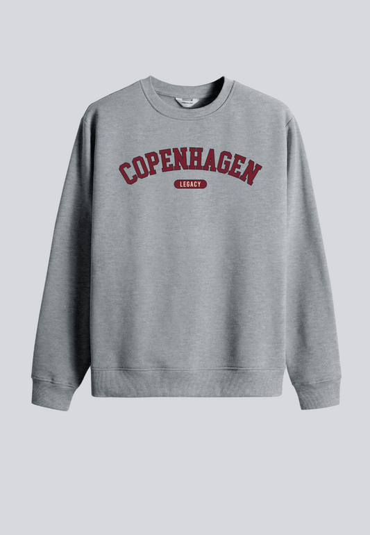 Mens Grey Melange Crew Neck Sweatshirt With Print