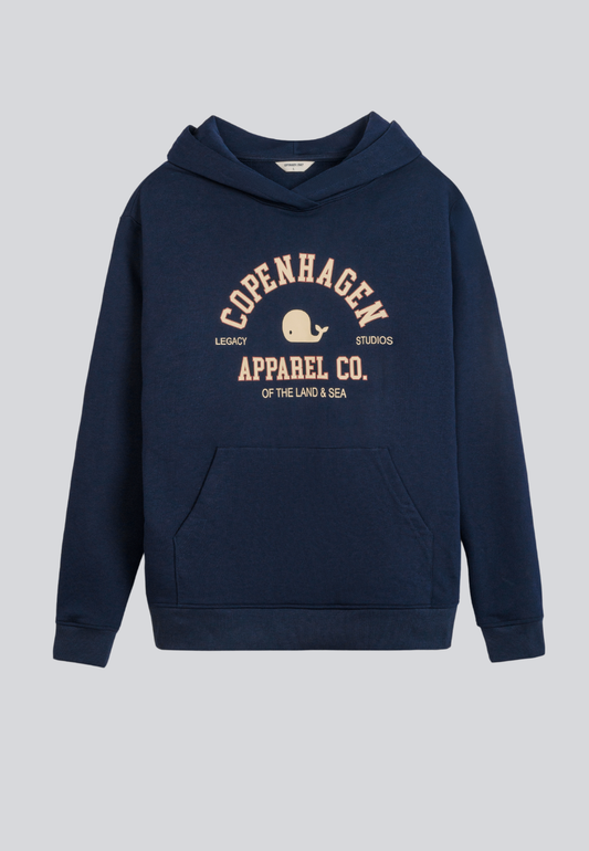 Hoodie Sweatshirt Navy With Print
