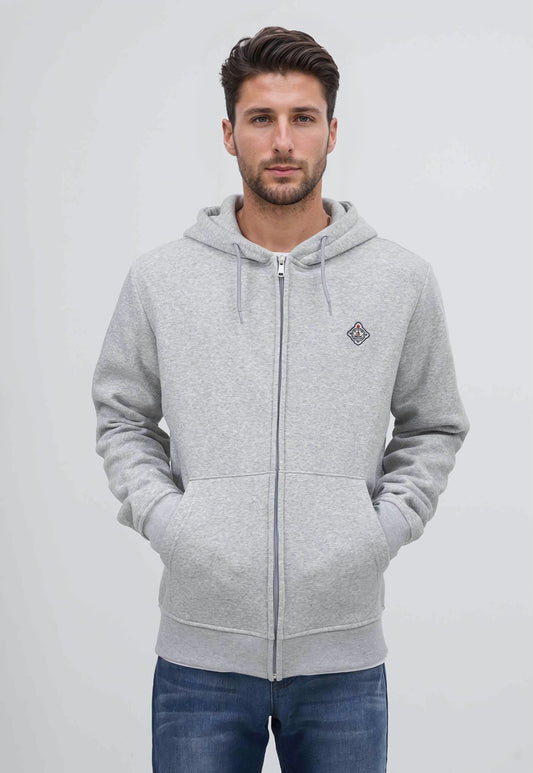 Mens Hoodie Zip Sweatshirt Grey Melange