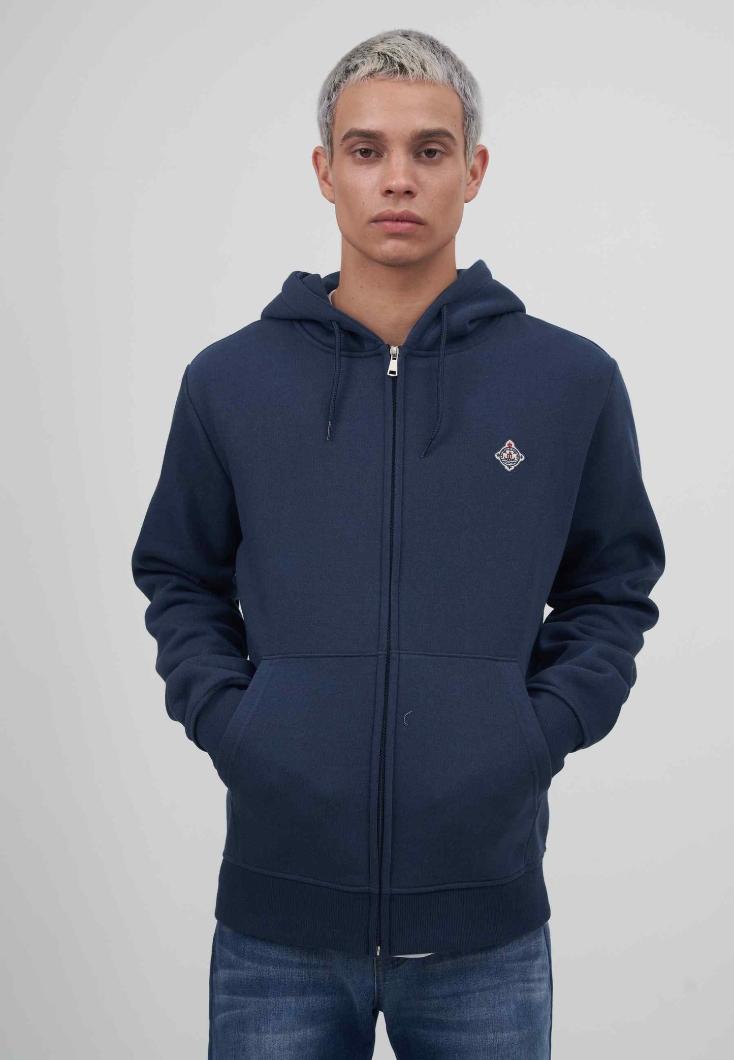 Mens Hoodie Zip Sweatshirt Navy