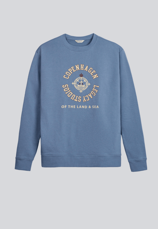 Crewneck Sweatshirt With Print Blue