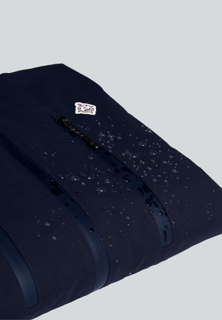 Two Layered Tech Mens Windbreaker Jacket With Backside PU Coating Navy