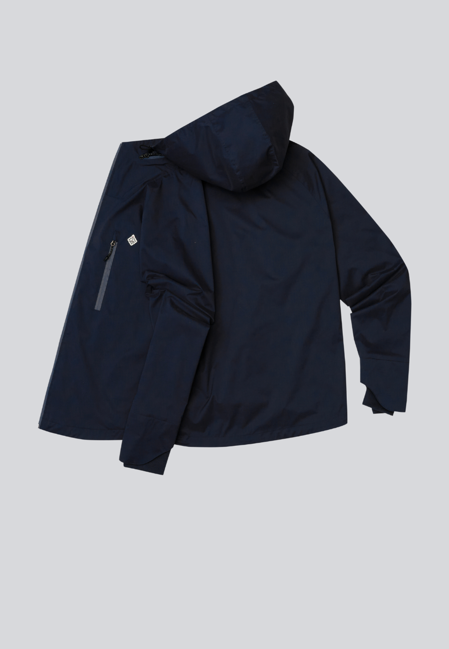 Two Layered Tech Mens Windbreaker Jacket With Backside PU Coating Navy
