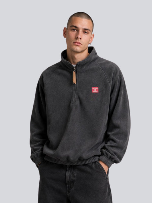 Fleece Bluse med lynlås Anthracit Grå